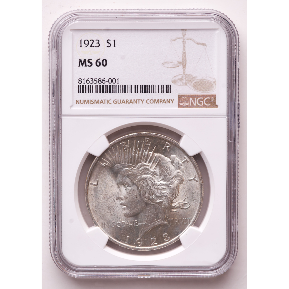 1923 Peace Silver Dollar (NGC MS60) at PristineAuction.com