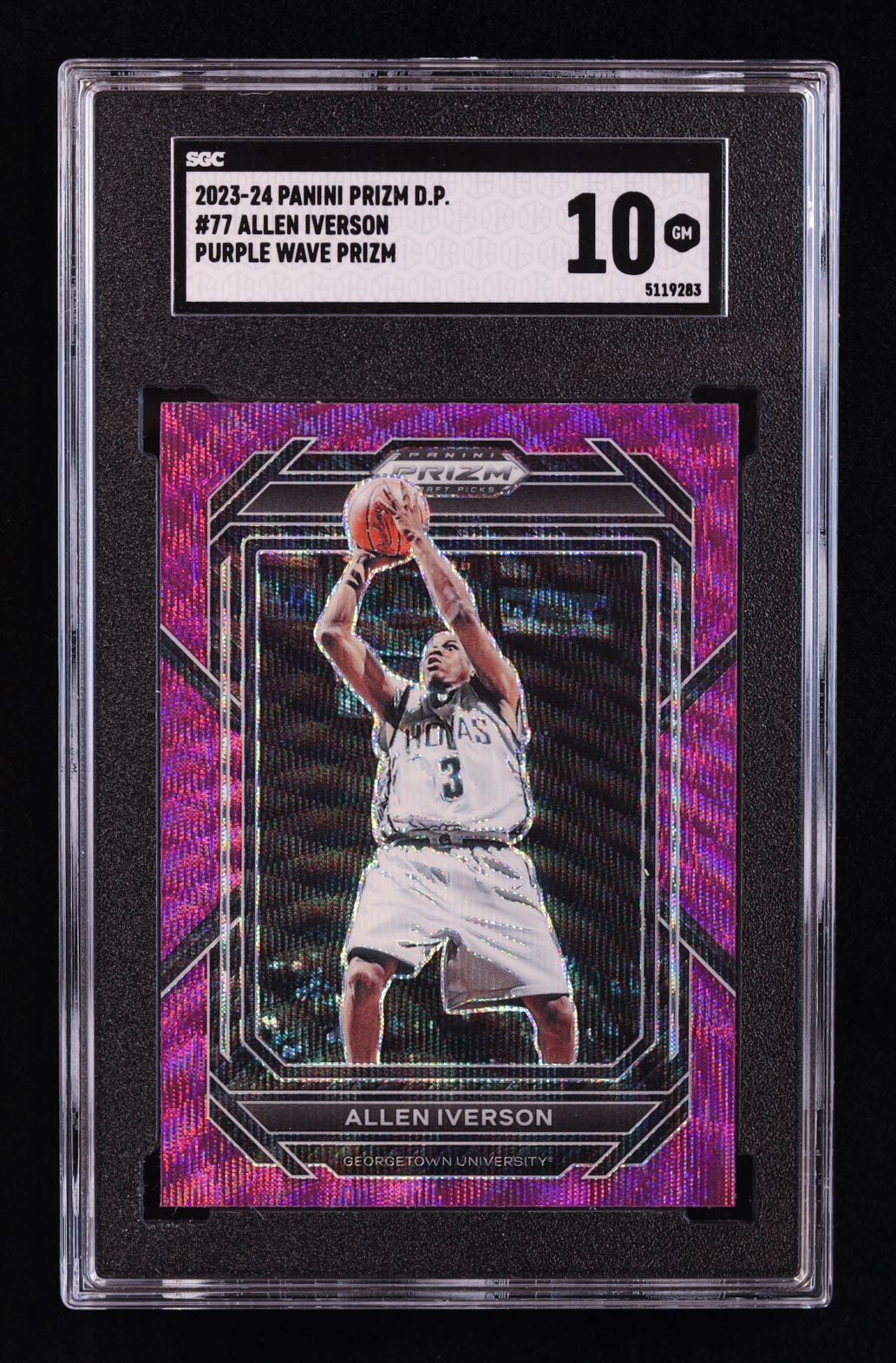 Allen Iverson 2023-24 Panini Prizm Draft Picks Prizms Purple Wave #77 (SGC 10) at PristineAuction.com Allen Iverson 2023-24 Panini Prizm Draft Picks Prizms Purple Wave #77 (SGC 10) at PristineAuction.com