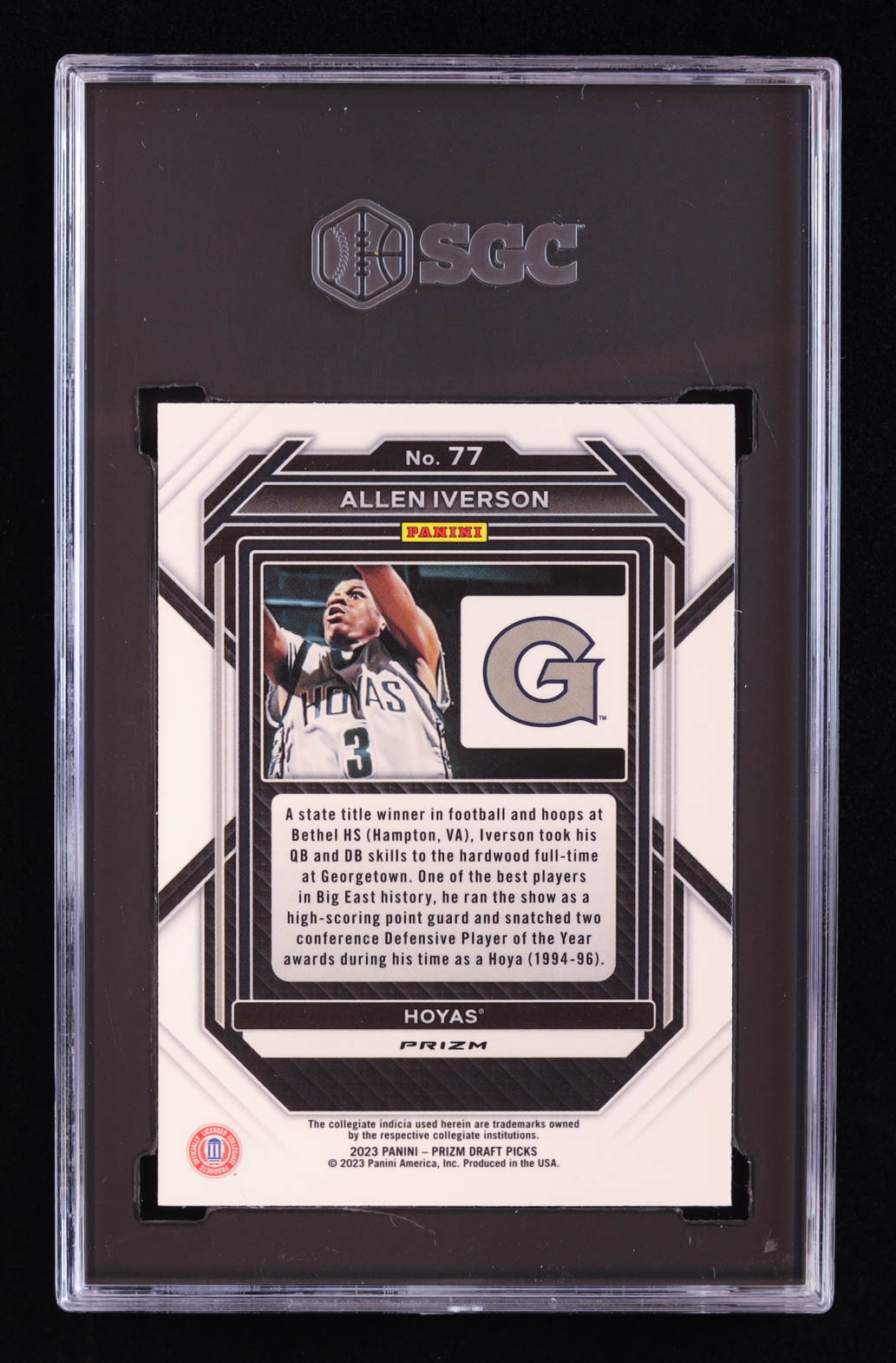 Allen Iverson 2023-24 Panini Prizm Draft Picks Prizms Purple Wave #77 (SGC 10) at PristineAuction.com Allen Iverson 2023-24 Panini Prizm Draft Picks Prizms Purple Wave #77 (SGC 10) at PristineAuction.com