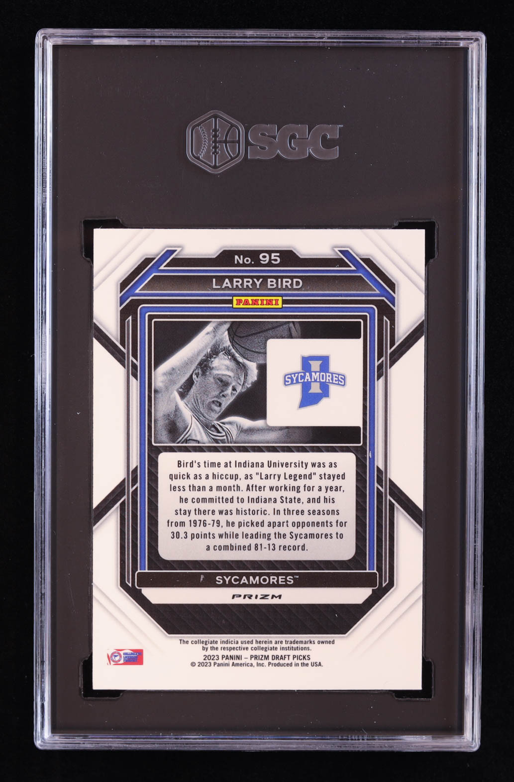 Larry Bird 2023-24 Panini Prizm Draft Picks Prizms Purple Wave #95 (SGC 9) at PristineAuction.com Larry Bird 2023-24 Panini Prizm Draft Picks Prizms Purple Wave #95 (SGC 9) at PristineAuction.com