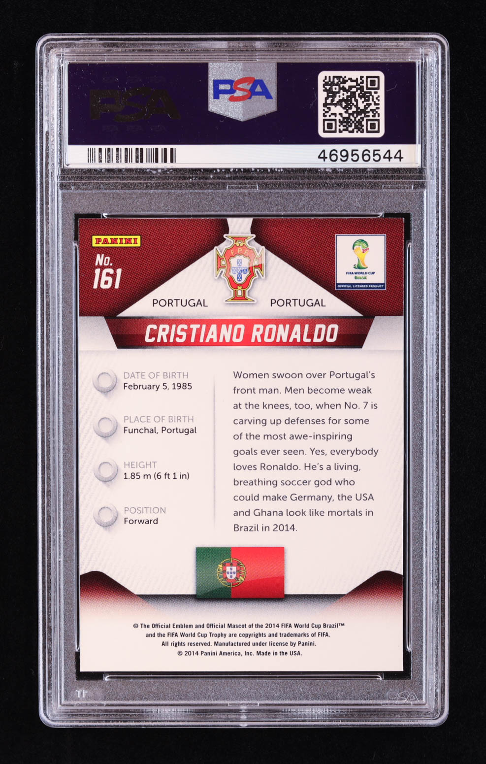 Cristiano Ronaldo 2014 Panini Prizm World Cup #161 (PSA 9) at PristineAuction.com Cristiano Ronaldo 2014 Panini Prizm World Cup #161 (PSA 9) at PristineAuction.com