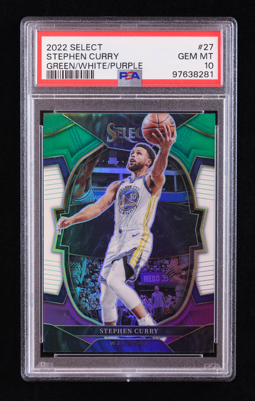 Stephen Curry 2022-23 Select Prizms Green White Purple #27 (PSA 10) at PristineAuction.com Stephen Curry 2022-23 Select Prizms Green White Purple #27 (PSA 10) at PristineAuction.com