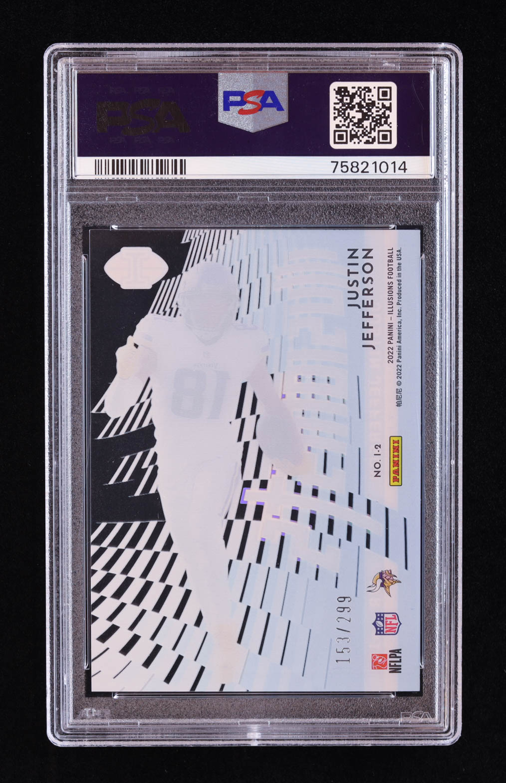 Justin Jefferson 2022 Panini Illusions Illusionists Light Blue #2 #153/299 (PSA 10) at PristineAuction.com Justin Jefferson 2022 Panini Illusions Illusionists Light Blue #2 #153/299 (PSA 10) at PristineAuction.com