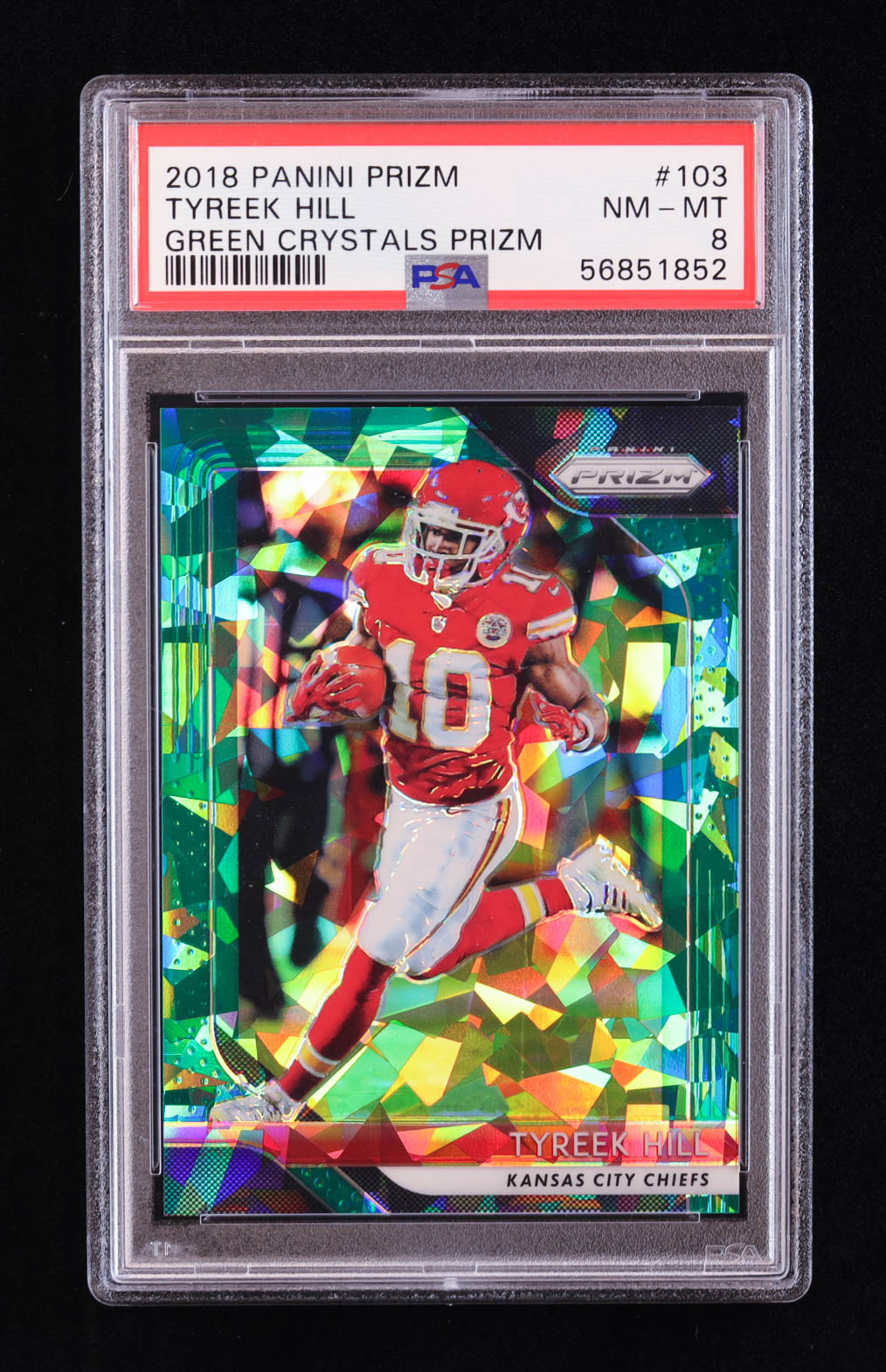 Tyreek Hill 2018 Panini Prizm Prizms Green Crystals #103 #46/75 (PSA 8) at PristineAuction.com Tyreek Hill 2018 Panini Prizm Prizms Green Crystals #103 #46/75 (PSA 8) at PristineAuction.com
