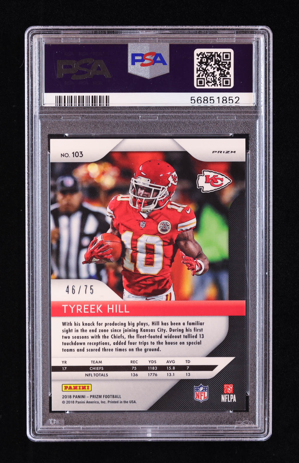 Tyreek Hill 2018 Panini Prizm Prizms Green Crystals #103 #46/75 (PSA 8) at PristineAuction.com Tyreek Hill 2018 Panini Prizm Prizms Green Crystals #103 #46/75 (PSA 8) at PristineAuction.com
