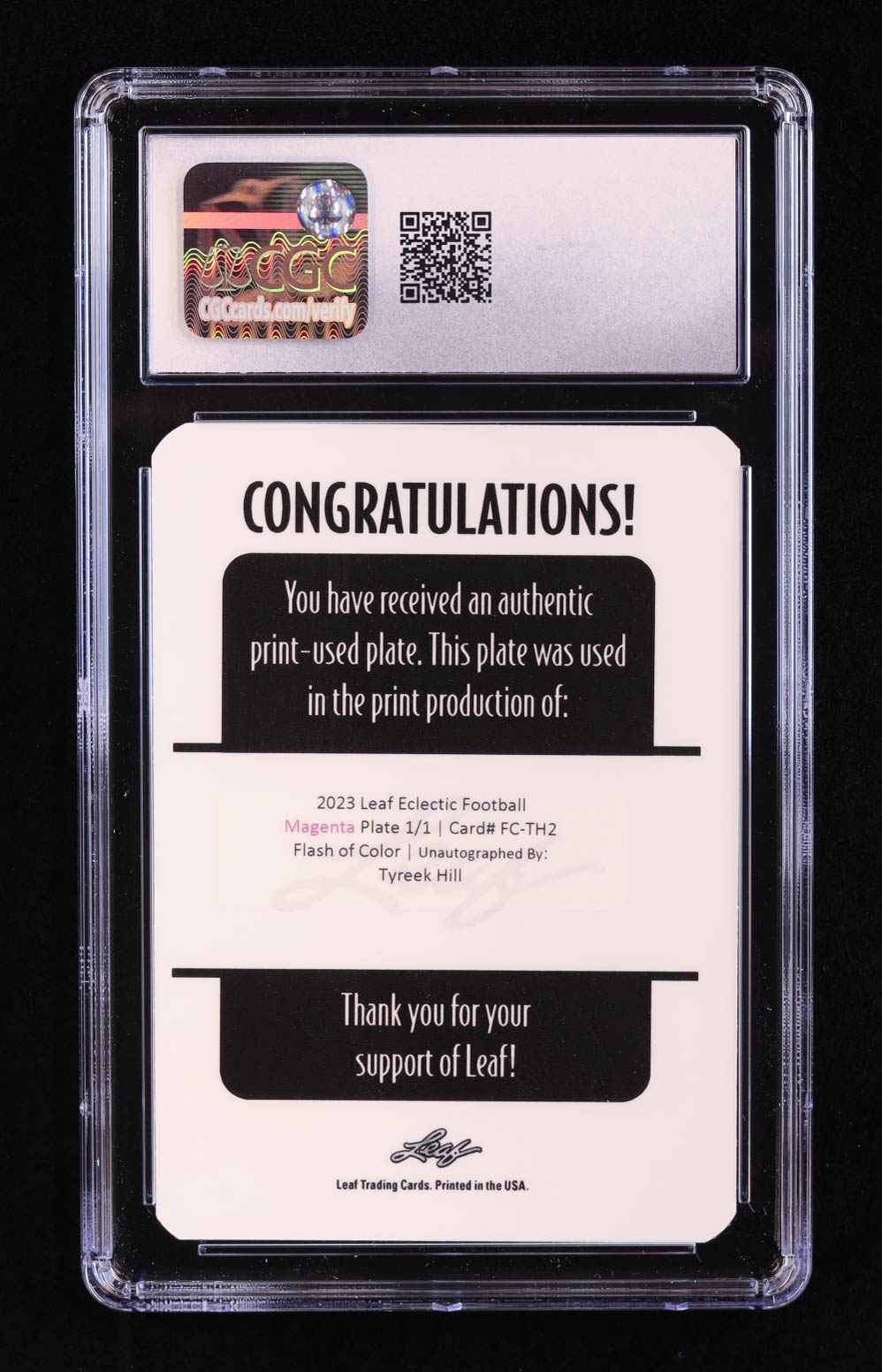 Tyreek Hill 2023 Leaf Eclectic Flash of Color Autographs Unsigned Printing Plates Magenta #FCTH2 #1/1 (CGC 9) at PristineAuction.com Tyreek Hill 2023 Leaf Eclectic Flash of Color Autographs Unsigned Printing Plates Magenta #FCTH2 #1/1 (CGC 9) at PristineAuction.com