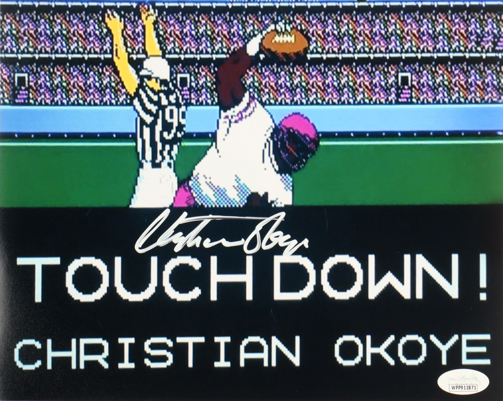 Christian Okoye Signed "Tecmo Super Bowl" 8x10 Photo (JSA) at PristineAuction.com Christian Okoye Signed "Tecmo Super Bowl" 8x10 Photo (JSA) at PristineAuction.com