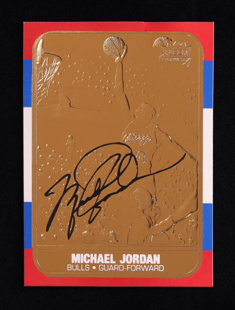 Michael Jordan 1996-97 Fleer Premier Signature Series 23KT Gold Card at PristineAuction.com Michael Jordan 1996-97 Fleer Premier Signature Series 23KT Gold Card at PristineAuction.com