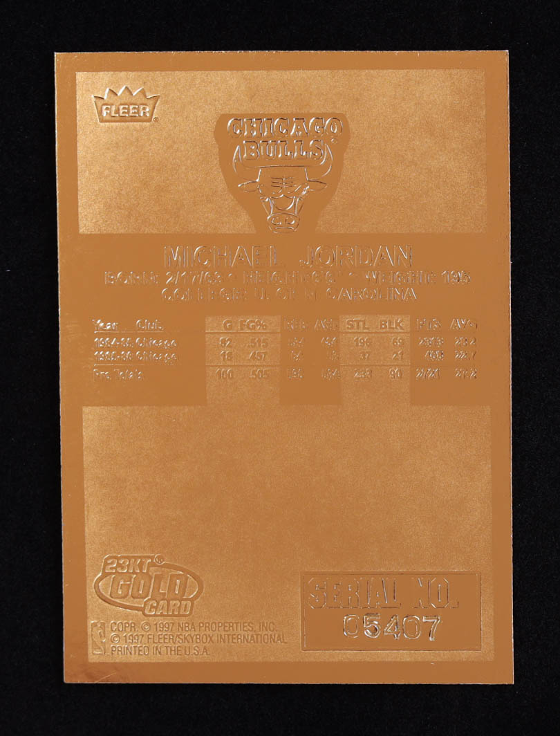 Michael Jordan 1996-97 Fleer Premier Signature Series 23KT Gold Card at PristineAuction.com Michael Jordan 1996-97 Fleer Premier Signature Series 23KT Gold Card at PristineAuction.com