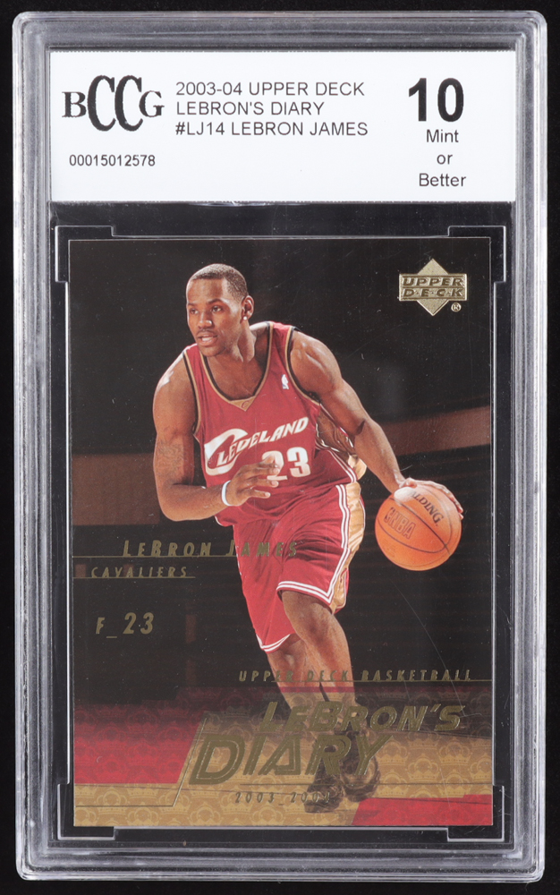 LeBron James 2003-04 Upper Deck LeBron's Diary #LJ14 RC (BCCG 10) at PristineAuction.com LeBron James 2003-04 Upper Deck LeBron's Diary #LJ14 RC (BCCG 10) at PristineAuction.com