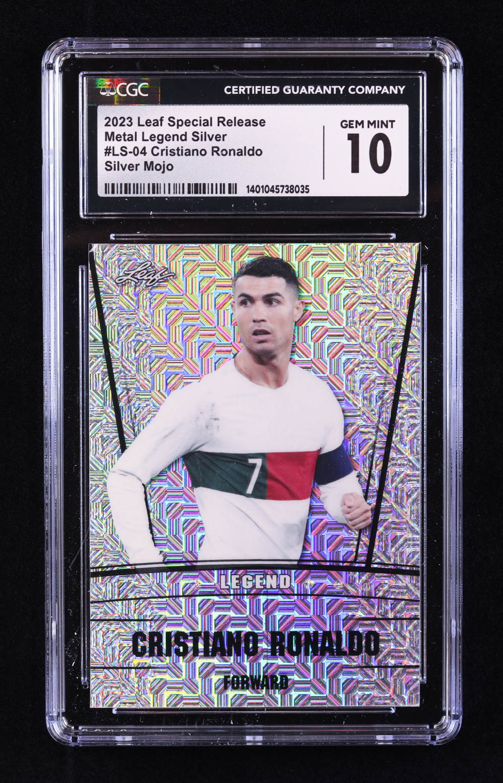 Cristiano Ronaldo 2023 Leaf Metal Special Release Legend Silver Mojo Silver #LS04 #14/25 (CGC 10) at PristineAuction.com Cristiano Ronaldo 2023 Leaf Metal Special Release Legend Silver Mojo Silver #LS04 #14/25 (CGC 10) at PristineAuction.com