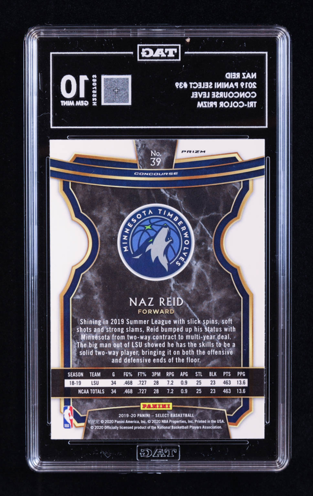 Naz Reid 2019-20 Select Prizms Tri Color #39 RC (TAG 10) | Pristine Auction