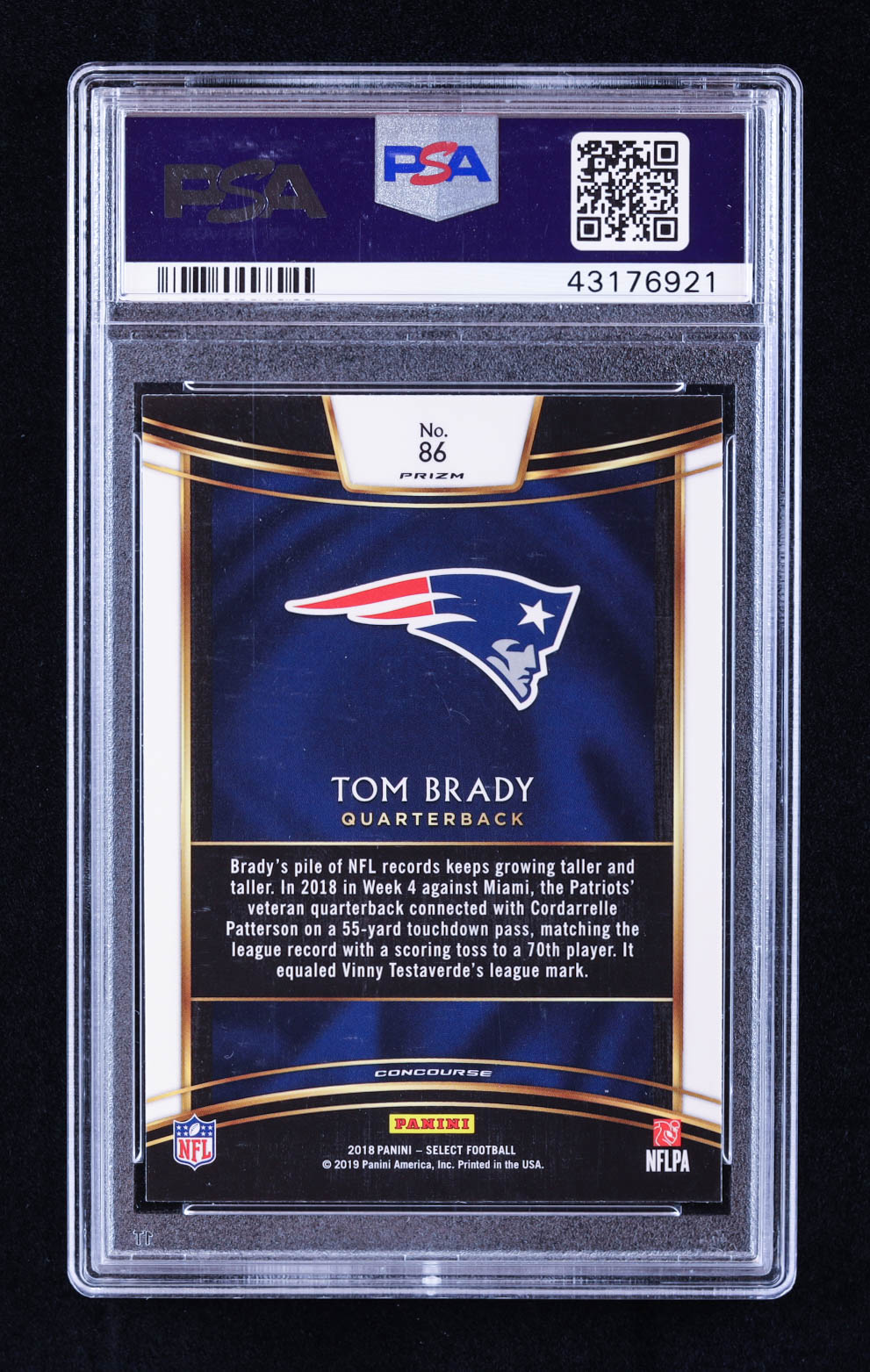 Tom Brady 2018 Select Prizm Silver #86 (PSA 10) at PristineAuction.com Tom Brady 2018 Select Prizm Silver #86 (PSA 10) at PristineAuction.com