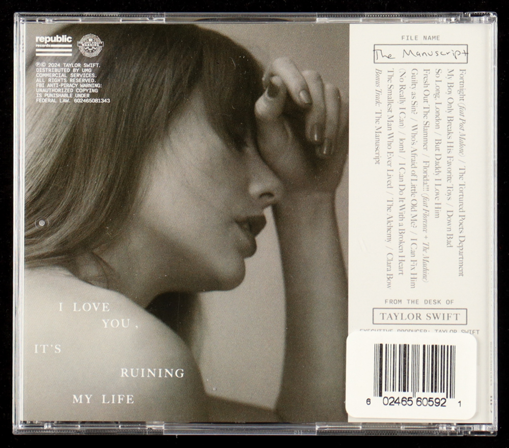 Taylor Swift Signed "The Tortured Poets Department" CD Insert With Case & Disc (JSA) at PristineAuction.com Taylor Swift Signed "The Tortured Poets Department" CD Insert With Case & Disc (JSA) at PristineAuction.com