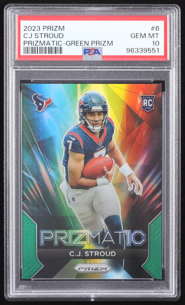 CJ Stroud 2023 Panini Prizm Prizmatic Prizms Green #6 RC (PSA 10) at PristineAuction.com CJ Stroud 2023 Panini Prizm Prizmatic Prizms Green #6 RC (PSA 10) at PristineAuction.com