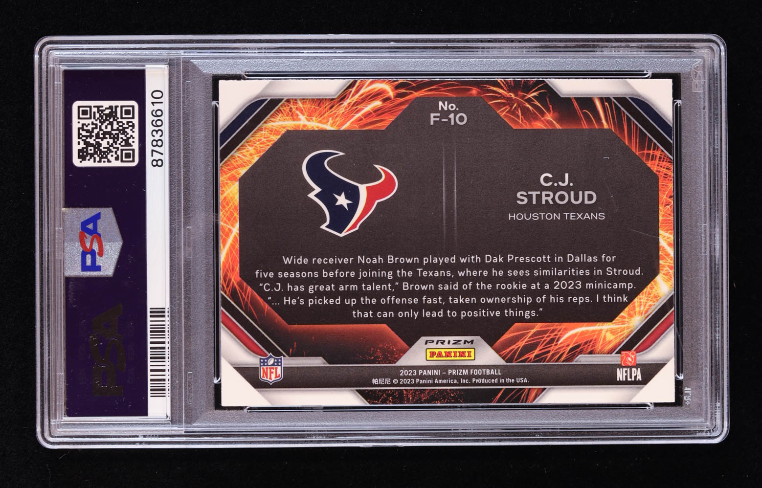 CJ Stroud 2023 Panini Prizm Fireworks Prizms Green Wave #10 RC (PSA 10) at PristineAuction.com CJ Stroud 2023 Panini Prizm Fireworks Prizms Green Wave #10 RC (PSA 10) at PristineAuction.com