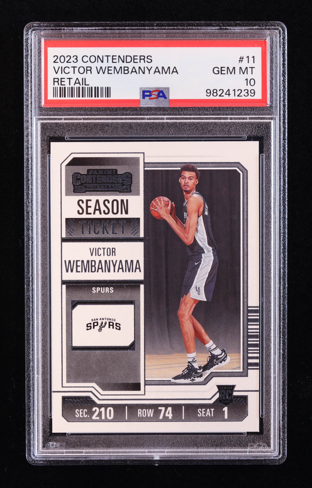 Victor Wembanyama 2023-24 Panini Contenders Retail #11 RC (PSA 10) at PristineAuction.com Victor Wembanyama 2023-24 Panini Contenders Retail #11 RC (PSA 10) at PristineAuction.com
