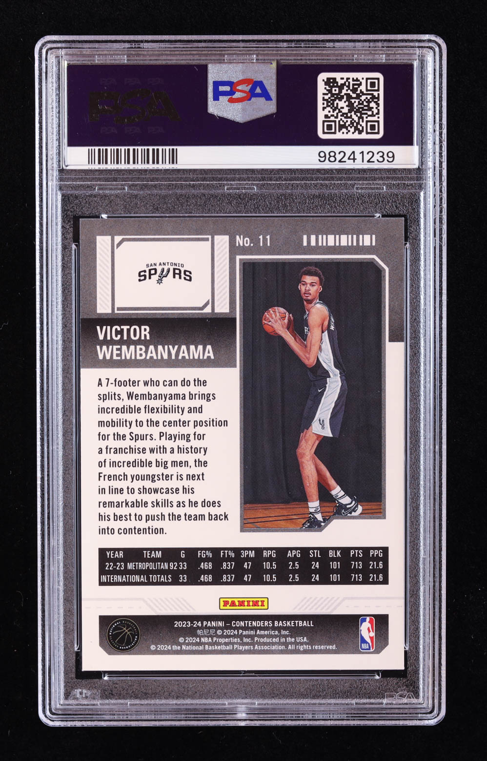 Victor Wembanyama 2023-24 Panini Contenders Retail #11 RC (PSA 10) at PristineAuction.com Victor Wembanyama 2023-24 Panini Contenders Retail #11 RC (PSA 10) at PristineAuction.com