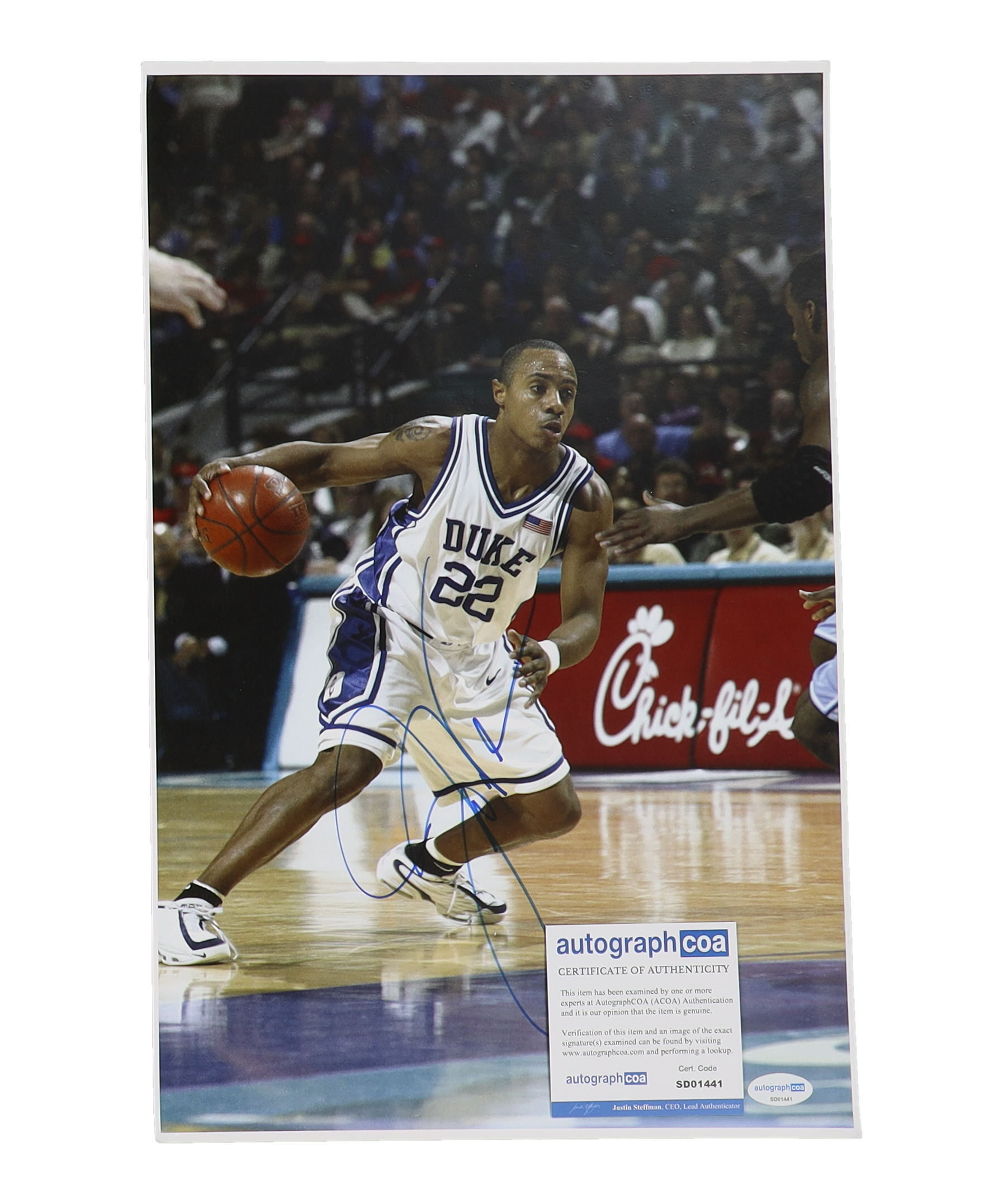 Jay Williams Signed Duke Blue Devils 11x17 Photo (ACOA) at PristineAuction.com Jay Williams Signed Duke Blue Devils 11x17 Photo (ACOA) at PristineAuction.com
