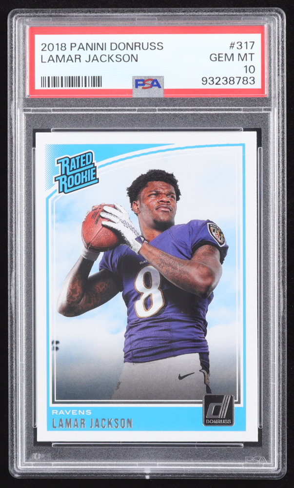 Lamar Jackson 2018 Donruss #317 RR RC (PSA 10) at PristineAuction.com Lamar Jackson 2018 Donruss #317 RR RC (PSA 10) at PristineAuction.com