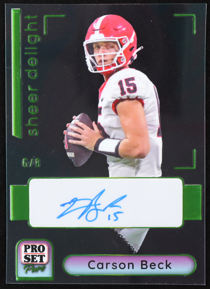 Carson Beck 2023 Pro Set Pure Sheer Delight Clear Green #SDCB1 RC #6/8 at PristineAuction.com Carson Beck 2023 Pro Set Pure Sheer Delight Clear Green #SDCB1 RC #6/8 at PristineAuction.com