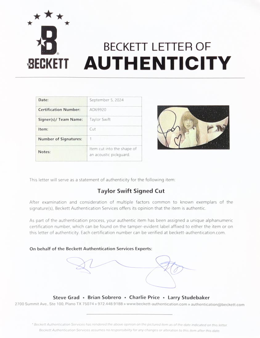 Taylor Swift Signed 38" Acoustic Guitar (Beckett) at PristineAuction.com Taylor Swift Signed 38" Acoustic Guitar (Beckett) at PristineAuction.com