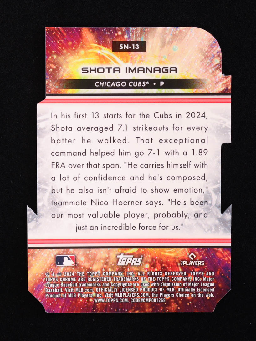 Shota Imanaga 2024 Topps Chrome Stella Nova Die Cut #SN13 RC at PristineAuction.com Shota Imanaga 2024 Topps Chrome Stella Nova Die Cut #SN13 RC at PristineAuction.com