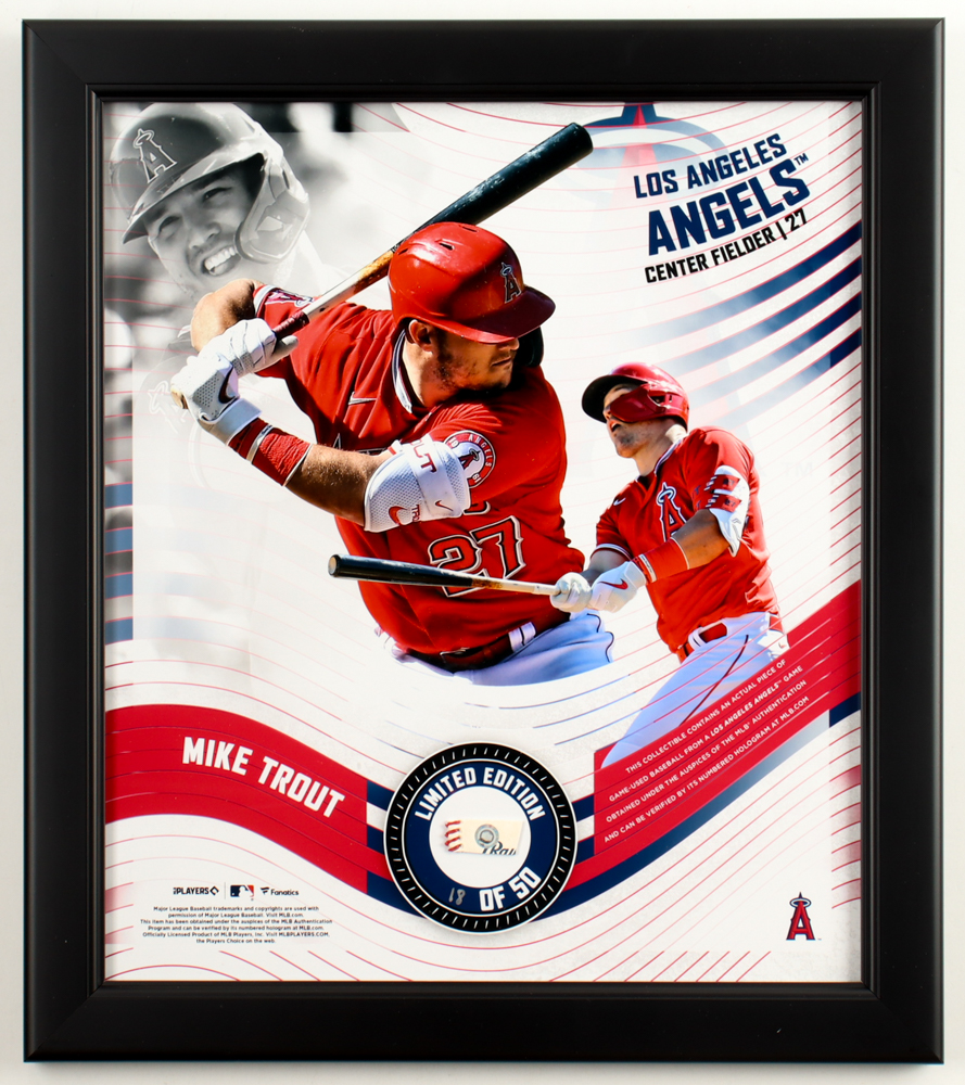 Mike Trout LE Angels Custom Framed Game-Used Baseball Piece Display (MLB) at PristineAuction.com Mike Trout LE Angels Custom Framed Game-Used Baseball Piece Display (MLB) at PristineAuction.com