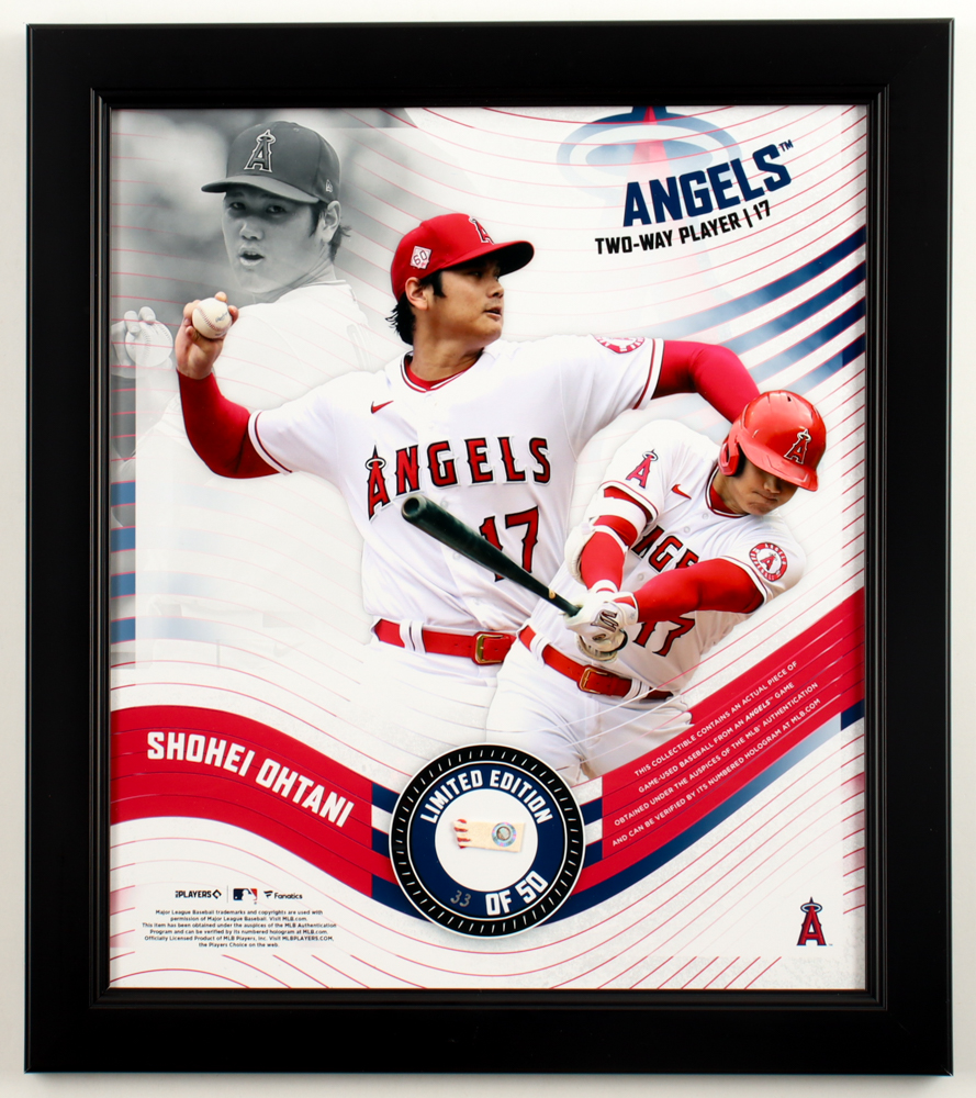 Shohei Ohtani LE Angels Custom Framed Game-Used Baseball Piece Display (MLB) at PristineAuction.com Shohei Ohtani LE Angels Custom Framed Game-Used Baseball Piece Display (MLB) at PristineAuction.com