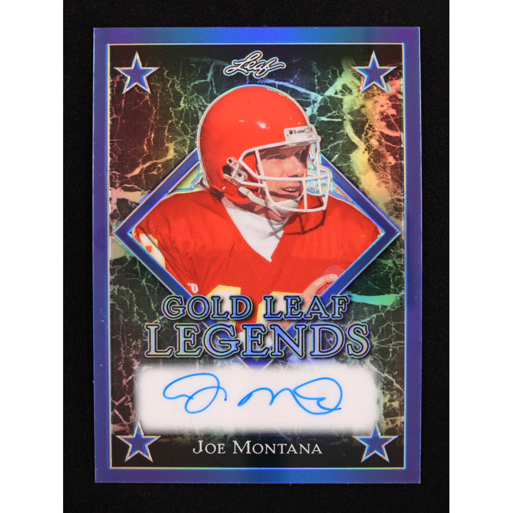 Joe Montana 2024 Leaf Legacy Collection "Gold Leaf Legends" #GLL-JM3 Autograph Dark Blue Prismatic SP Variation #3/5 at PristineAuction.com