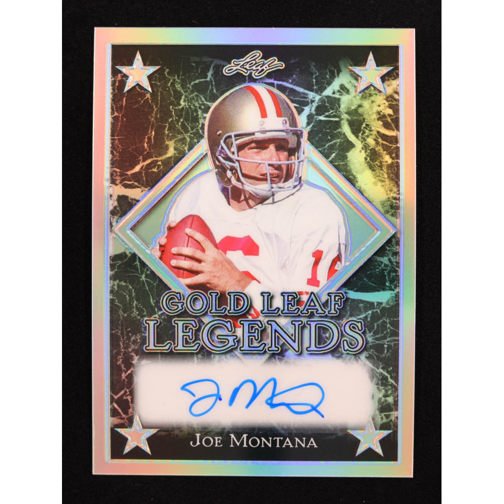 Joe Montana 2024 Leaf Legacy Collection "Gold Leaf Legends" #GLL-JM1 Autograph Silver Prismatic SP Variation #18/35 at PristineAuction.com