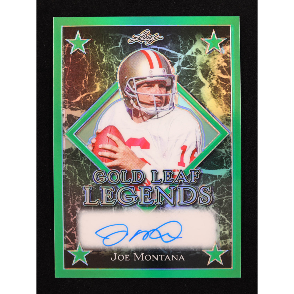 Joe Montana 2024 Leaf Legacy Collection "Gold Leaf Legends" #GLL-JM1 Autograph Green Prismatic SP Variation #1/4 at PristineAuction.com