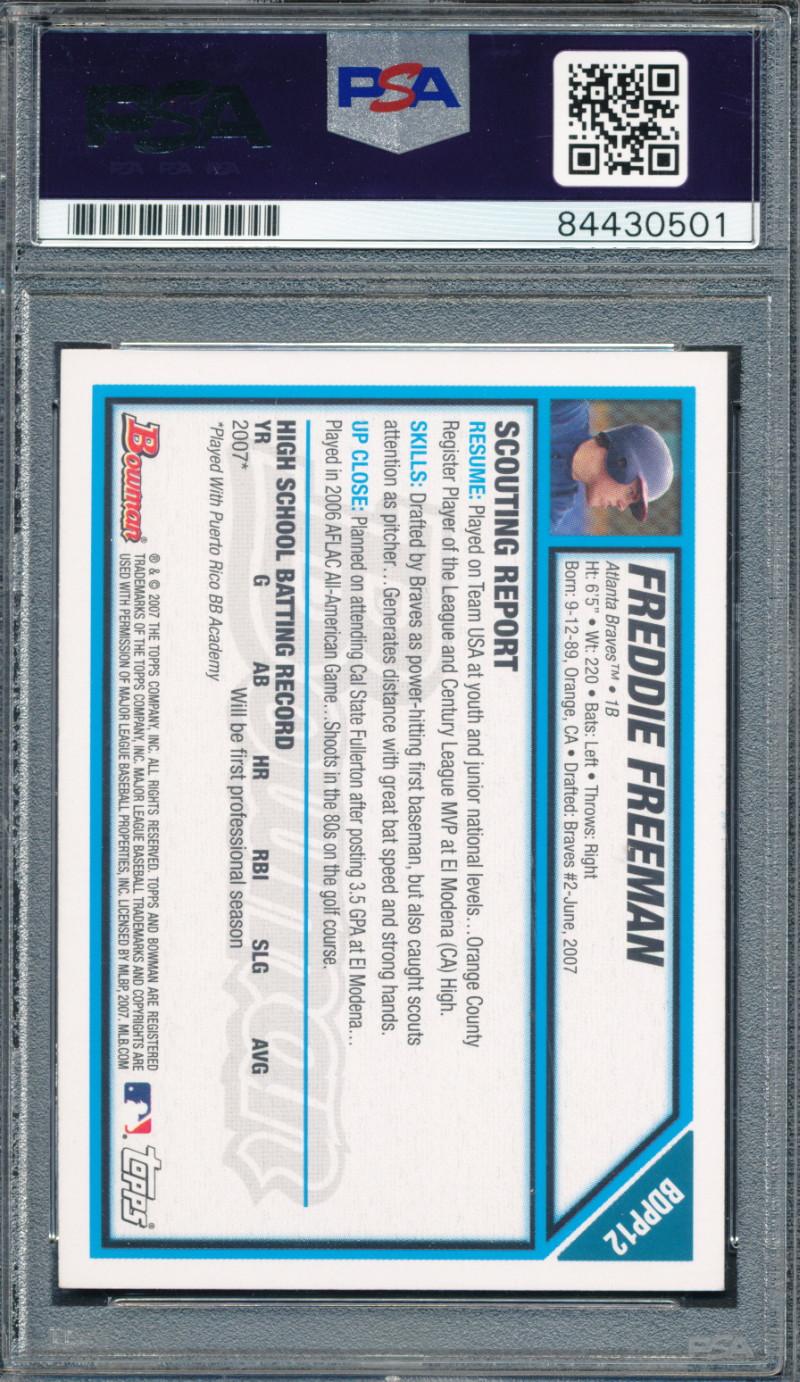 Freddie Freeman Signed 2007 Bowman Draft Draft Picks #BDPP12 RC (PSA) at PristineAuction.com Freddie Freeman Signed 2007 Bowman Draft Draft Picks #BDPP12 RC (PSA) at PristineAuction.com