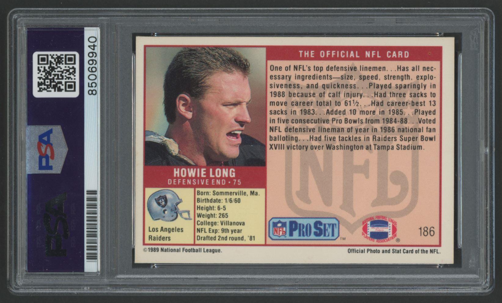 Howie Long Signed 1989 Pro Set #186 (PSA) at PristineAuction.com Howie Long Signed 1989 Pro Set #186 (PSA) at PristineAuction.com