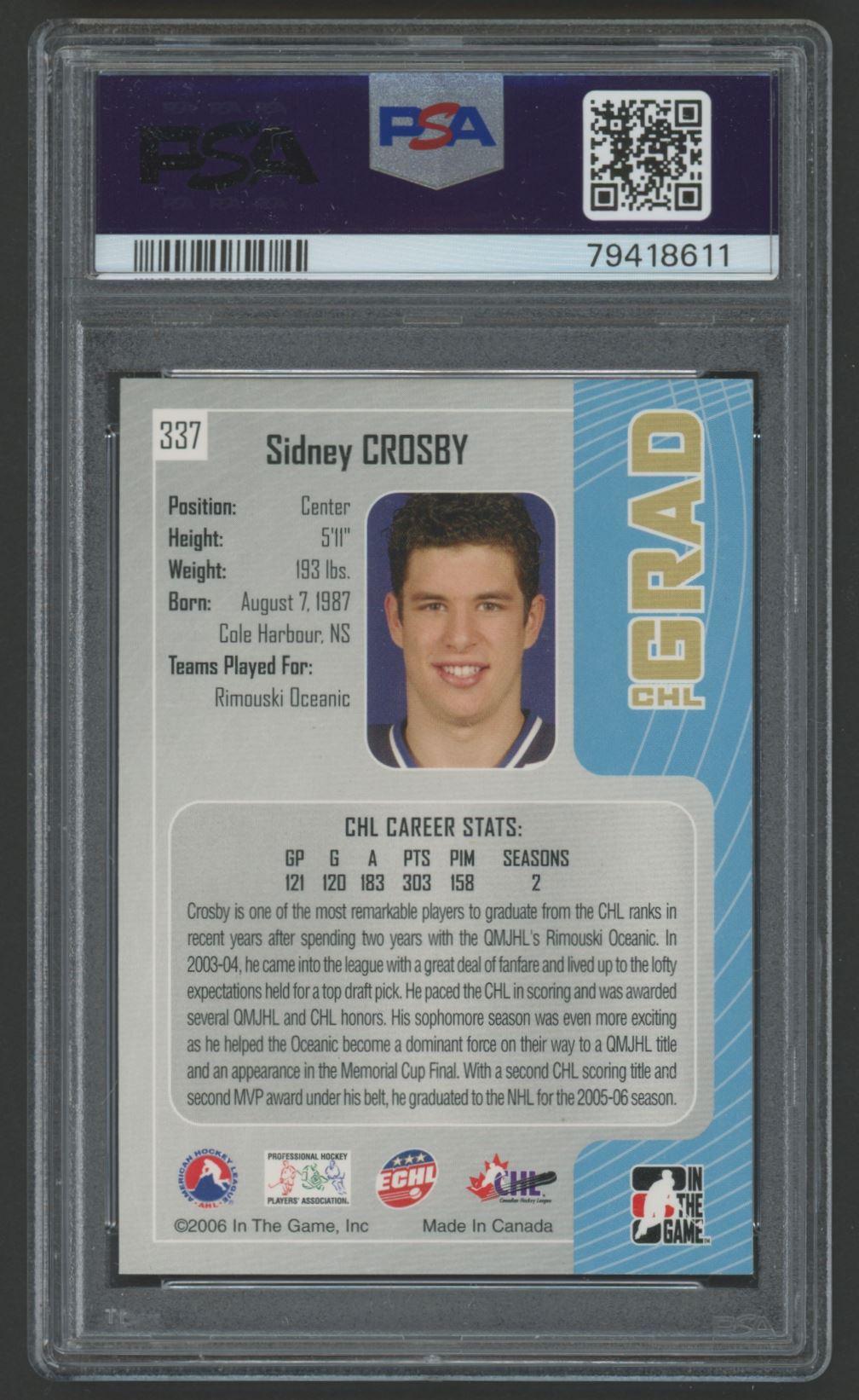 Sidney Crosby 2005 ITG Heroes & Prospects #337 RC (PSA 10) at PristineAuction.com Sidney Crosby 2005 ITG Heroes & Prospects #337 RC (PSA 10) at PristineAuction.com