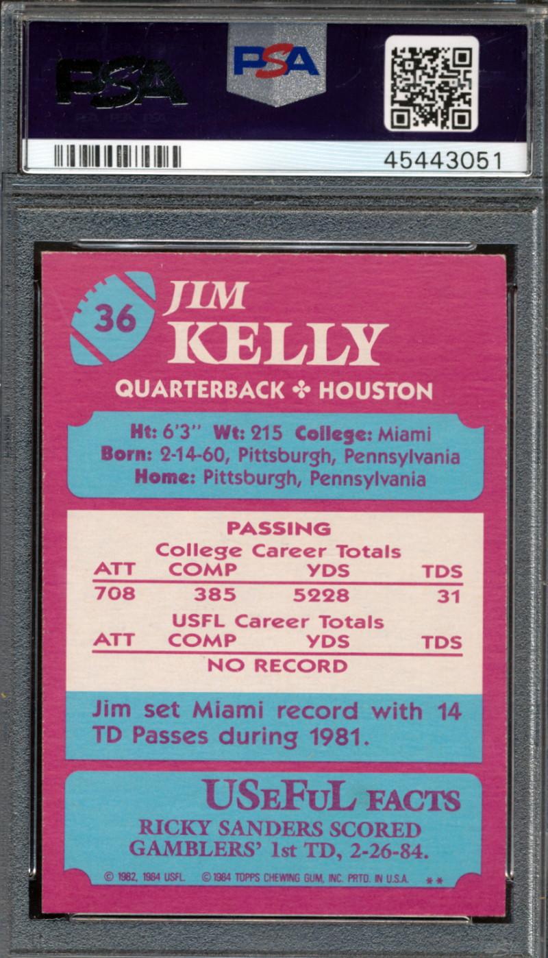 Jim Kelly Signed 1984 Topps USFL #36 XRC (PSA 7 | Autograph Graded 10) at PristineAuction.com Jim Kelly Signed 1984 Topps USFL #36 XRC (PSA 7 | Autograph Graded 10) at PristineAuction.com
