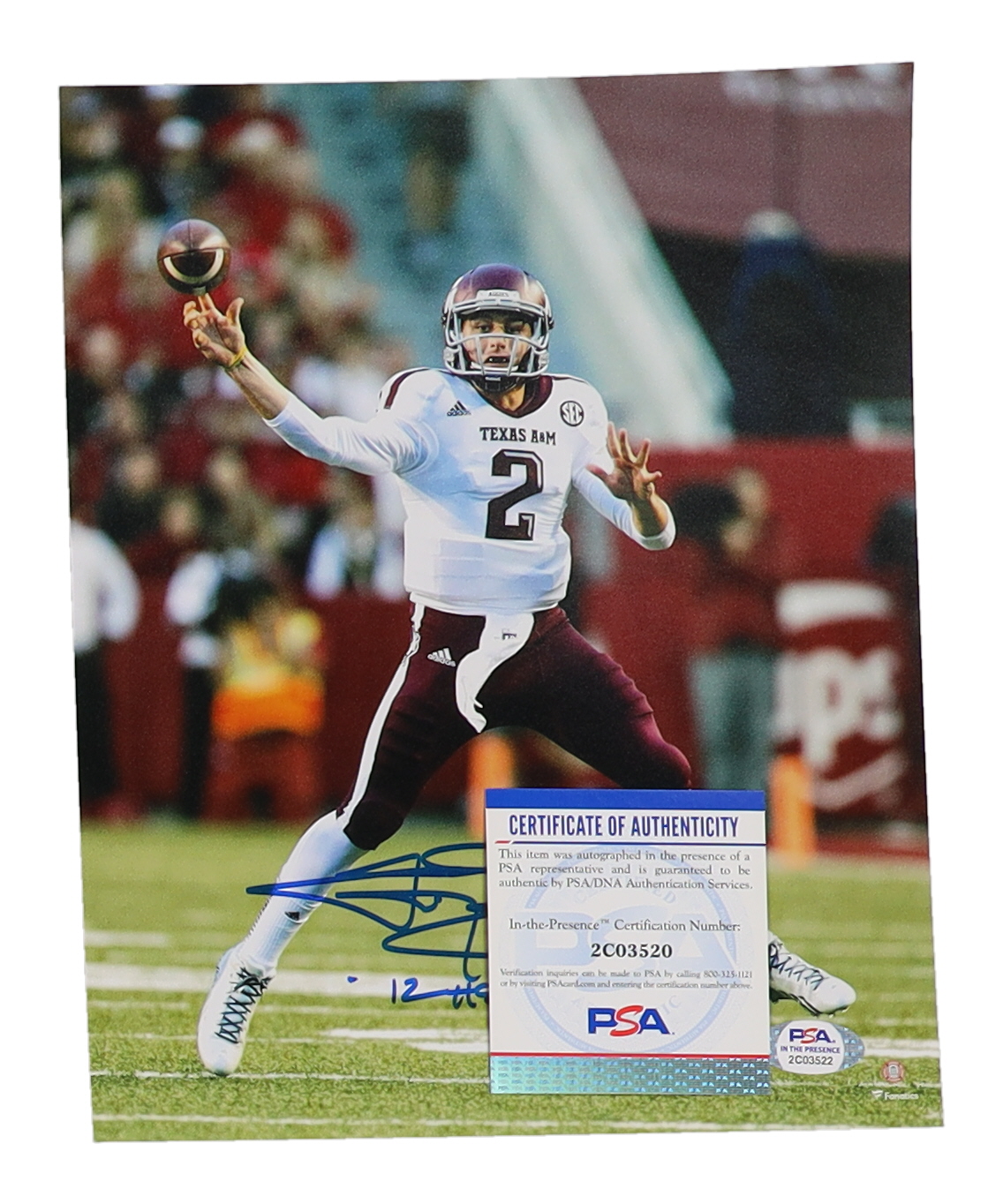 Johnny Manziel Signed Texas A&M Aggies 8x10 Photo Inscribed "'12 Heisman" (PSA) at PristineAuction.com Johnny Manziel Signed Texas A&M Aggies 8x10 Photo Inscribed "'12 Heisman" (PSA) at PristineAuction.com
