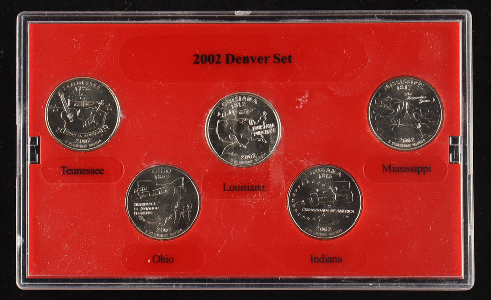 2002 Hologram U.S. Mint State Quarters - Complete 5-Coin Set With Capsules, Uncirculated