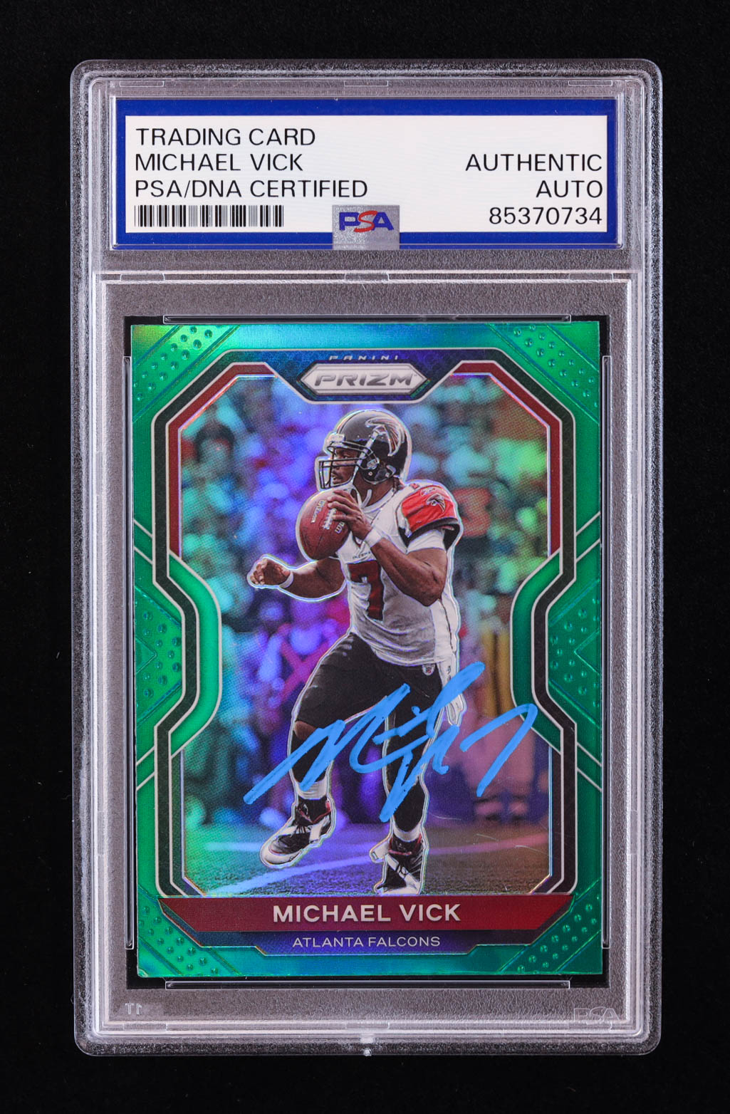 Michael Vick Signed 2020 Panini Prizm Prizms Green #233 (PSA) at PristineAuction.com Michael Vick Signed 2020 Panini Prizm Prizms Green #233 (PSA) at PristineAuction.com