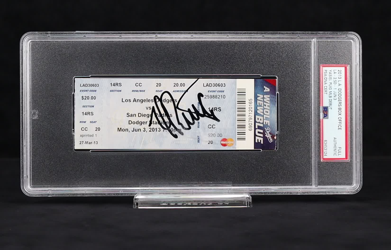Yasiel Puig Signed Original MLB Debut Ticket (PSA) at PristineAuction.com
