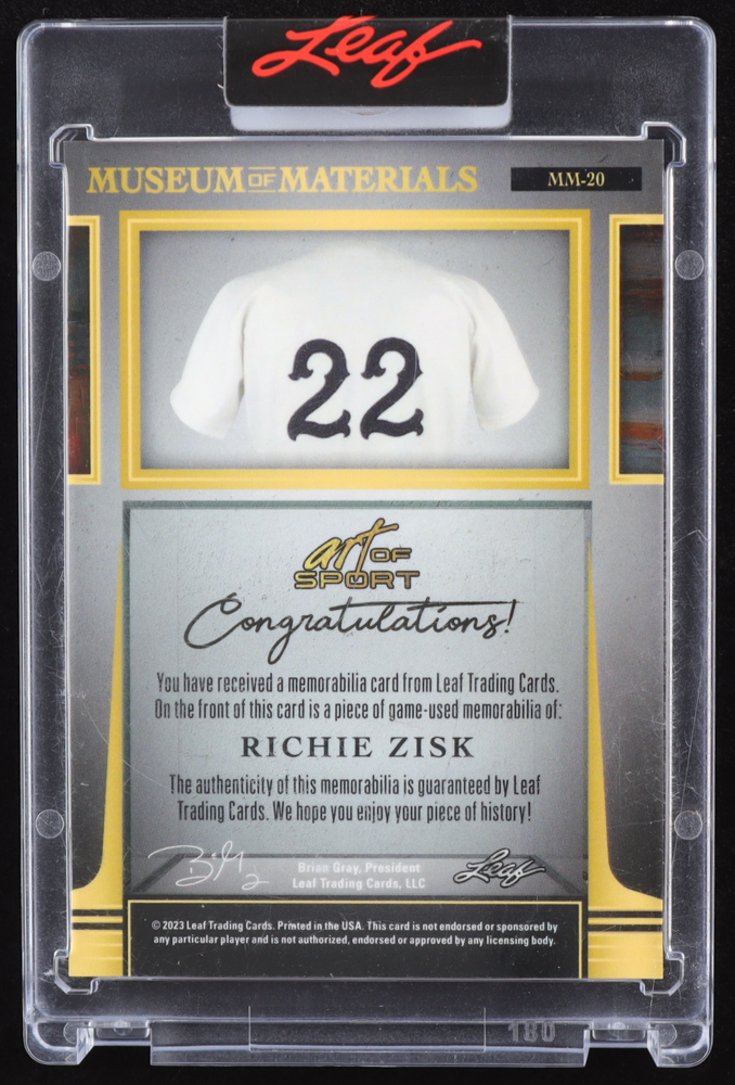 Richie Zisk 2023 Leaf Art of Sport Museum of Materials Silver #MM20 #2/2 at PristineAuction.com Richie Zisk 2023 Leaf Art of Sport Museum of Materials Silver #MM20 #2/2 at PristineAuction.com