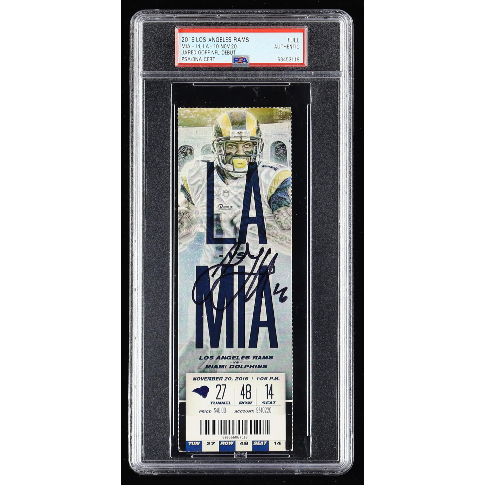 Jared Goff Signed 2016 Rams NFL Debut Game Ticket (PSA) at PristineAuction.com Jared Goff Signed 2016 Rams NFL Debut Game Ticket (PSA) at PristineAuction.com