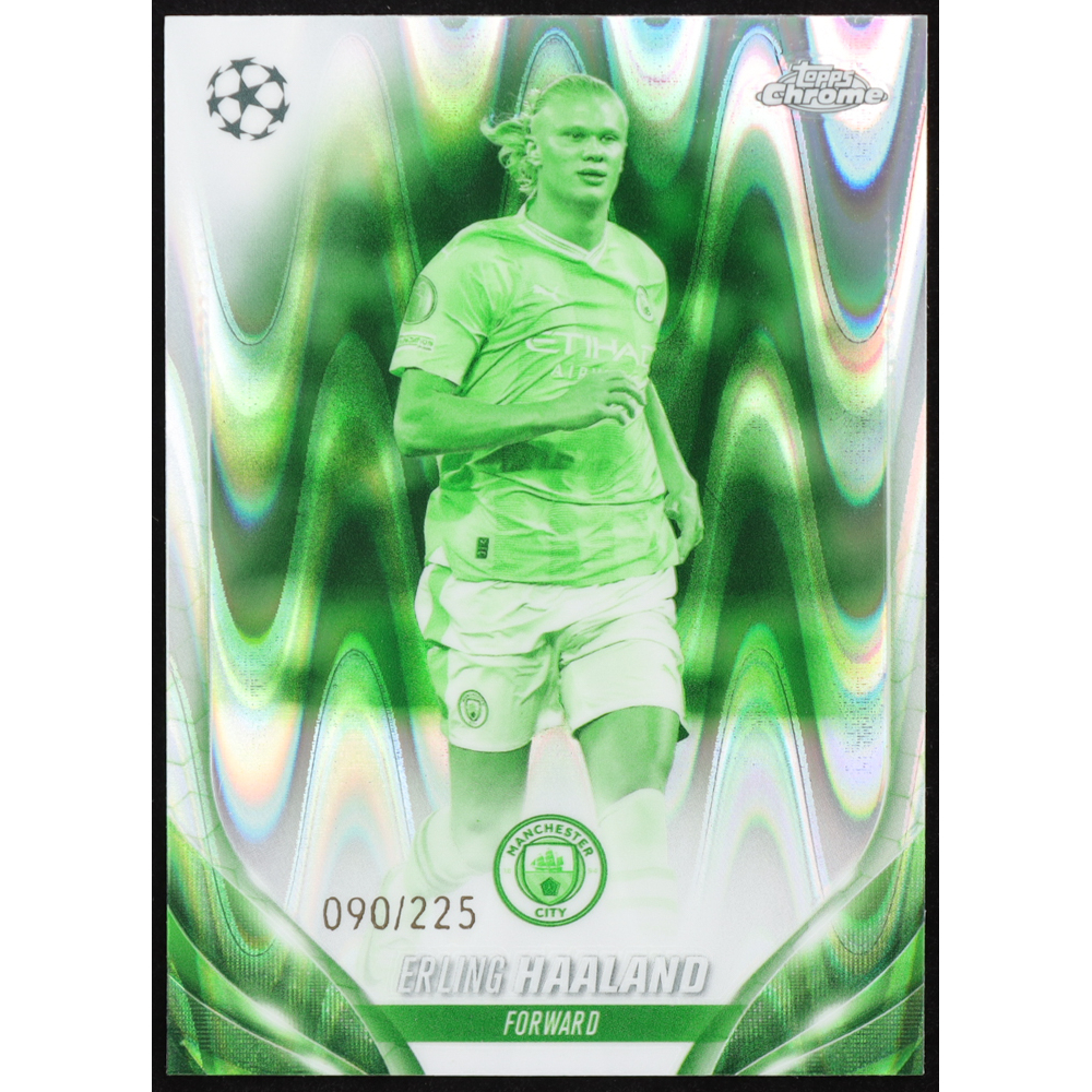 Erling Haaland 2023-24 Topps Chrome UEFA Champions League Night Vision RayWave Refractors #39 #090/225 at PristineAuction.com