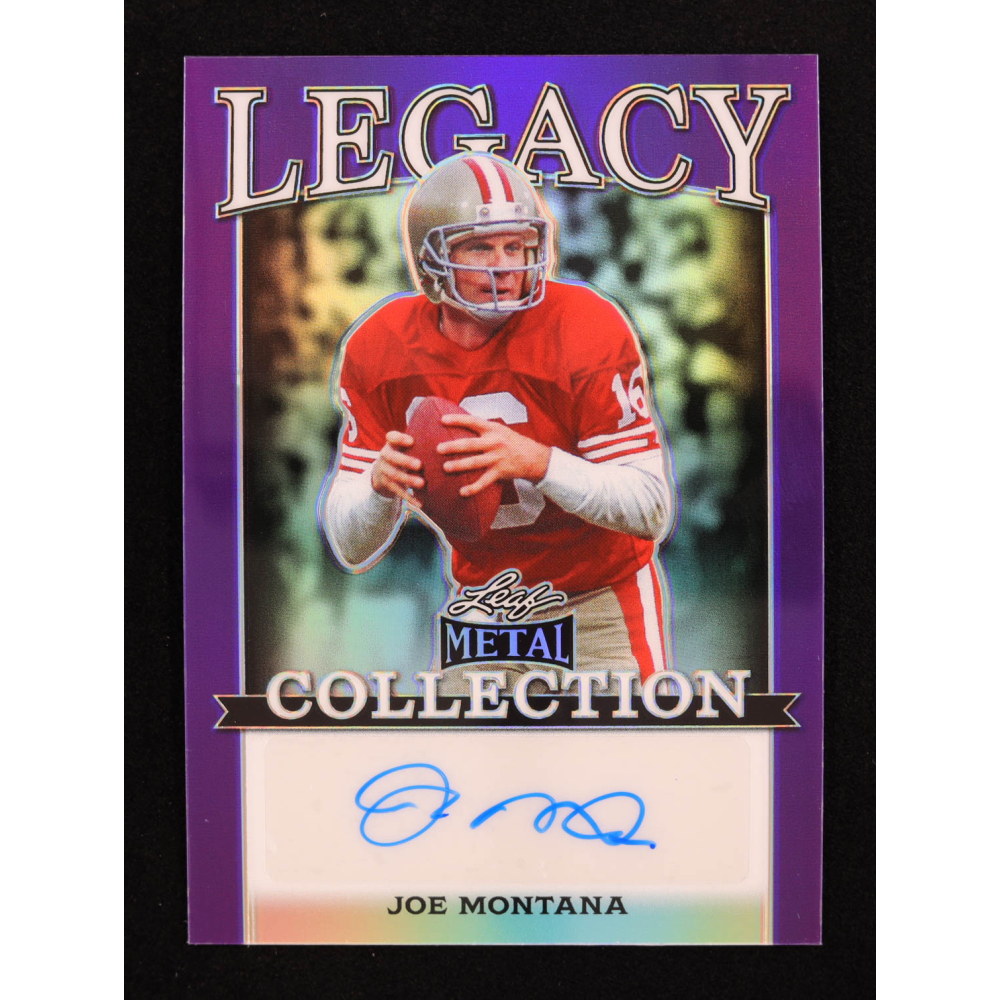 Joe Montana 2024 Leaf Legacy Collection #BA-JM20 Autograph Purple Prismatic SP Variation #5/10 at PristineAuction.com