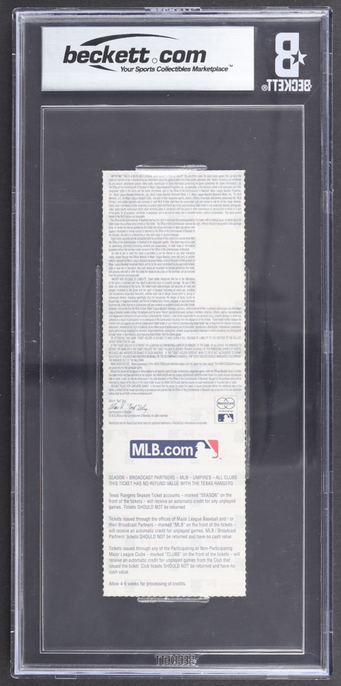 2010 ALCS Rangers First Pennant Win Ticket (BGS 9) at PristineAuction.com 2010 ALCS Rangers First Pennant Win Ticket (BGS 9) at PristineAuction.com