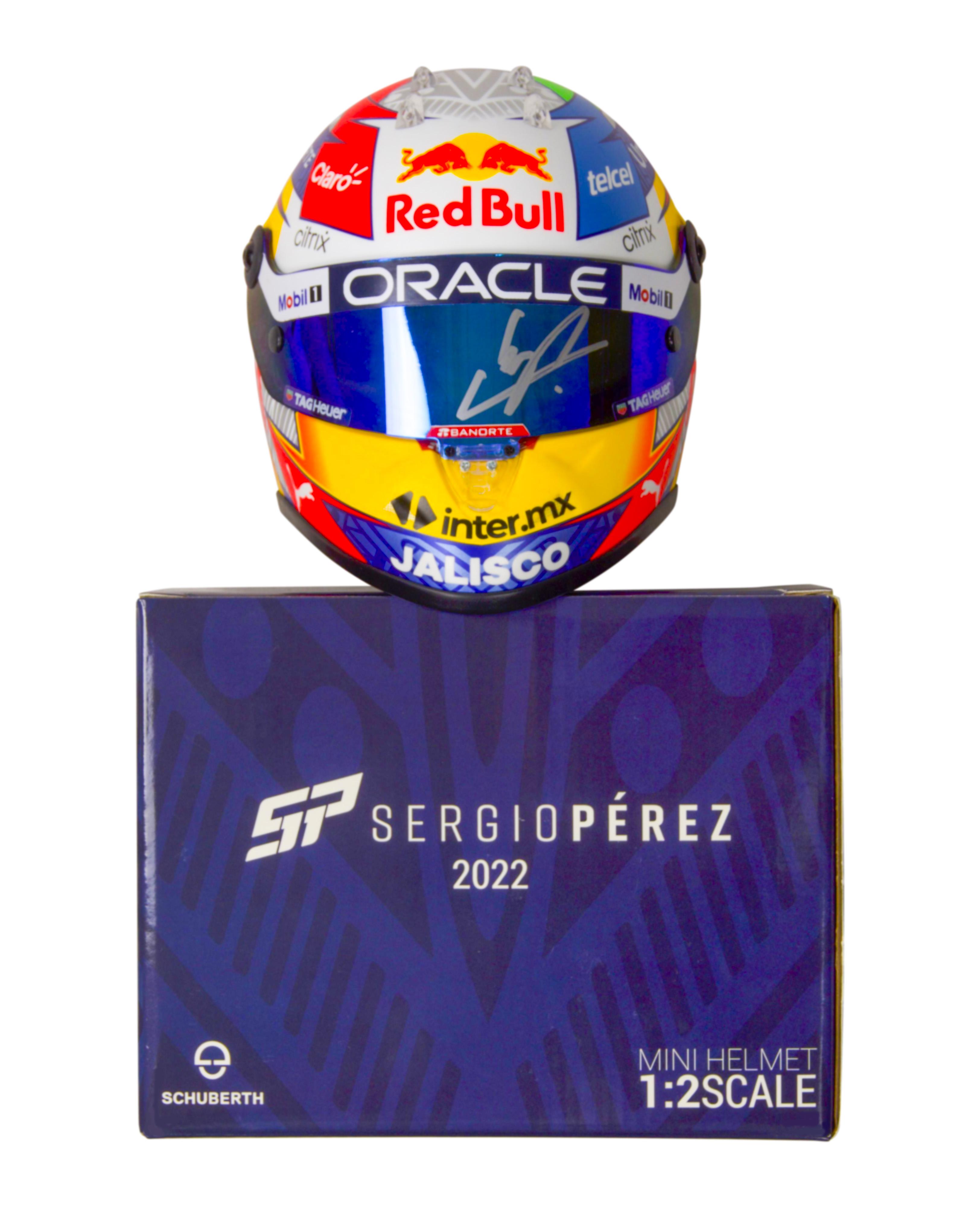 Sergio Perez Signed Red Bull 2022 1:2 Scale Racing Mini Helmet (Beckett) at PristineAuction.com Sergio Perez Signed Red Bull 2022 1:2 Scale Racing Mini Helmet (Beckett) at PristineAuction.com