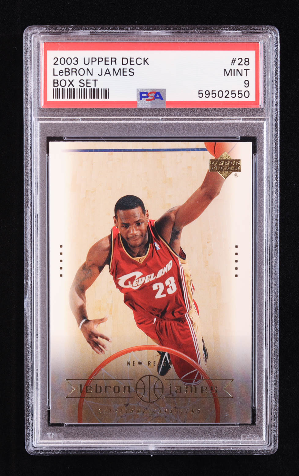 LeBron James 2003 Upper Deck LeBron James Box Set #28 RC / New Reign (PSA 9) at PristineAuction.com LeBron James 2003 Upper Deck LeBron James Box Set #28 RC / New Reign (PSA 9) at PristineAuction.com