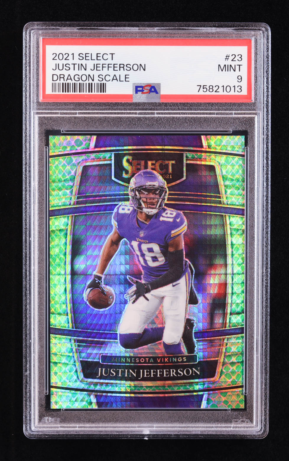 Justin Jefferson 2021 Select Prizm Dragon Scale #23 #82/89 (PSA 9) at PristineAuction.com Justin Jefferson 2021 Select Prizm Dragon Scale #23 #82/89 (PSA 9) at PristineAuction.com