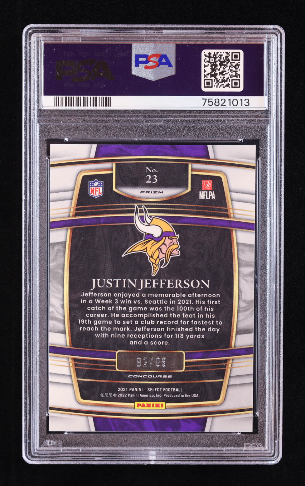 Justin Jefferson 2021 Select Prizm Dragon Scale #23 #82/89 (PSA 9) at PristineAuction.com Justin Jefferson 2021 Select Prizm Dragon Scale #23 #82/89 (PSA 9) at PristineAuction.com