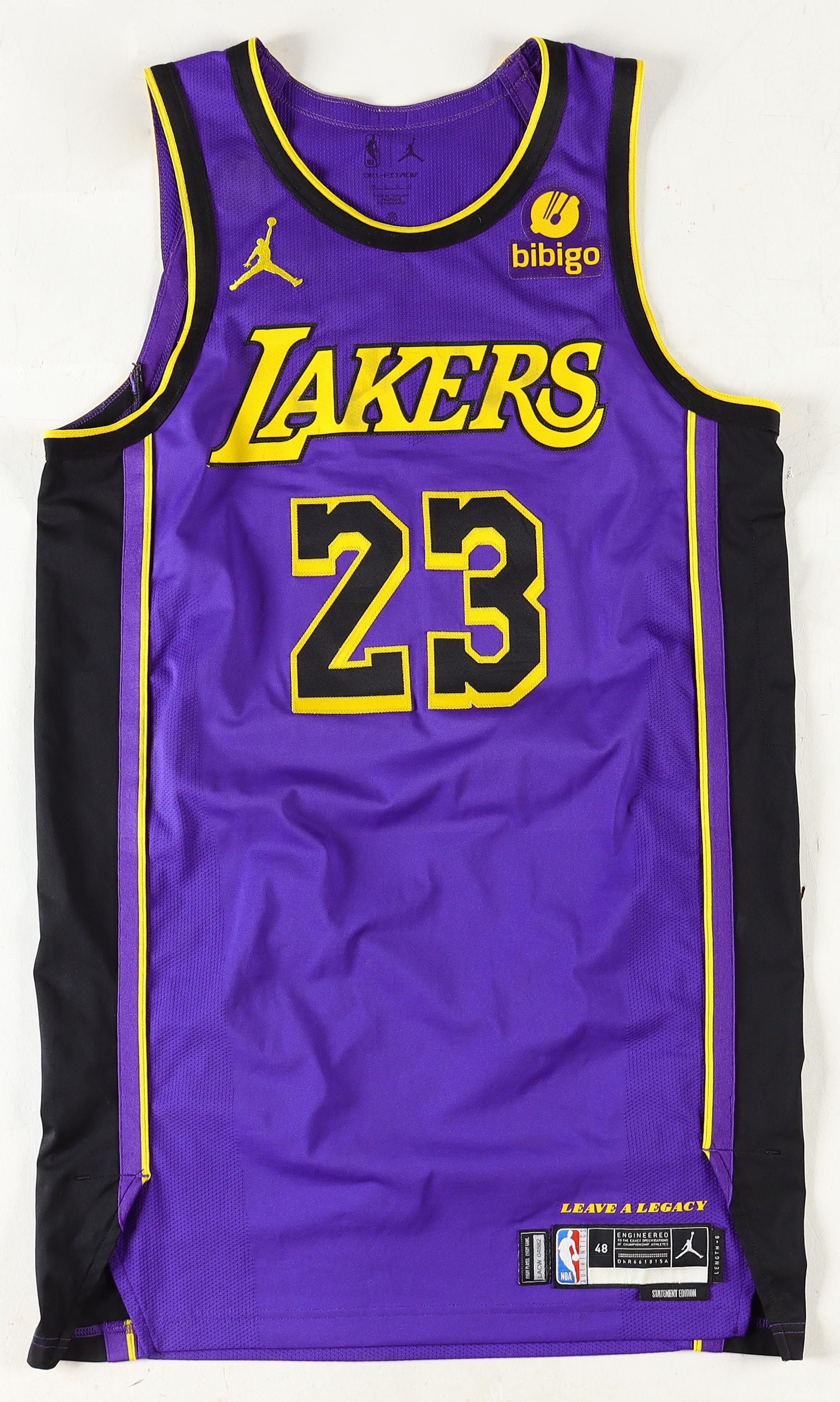 LeBron James Lakers 2022-23 Game-Issued Statement Edition Jersey with Evidence of Light Wear (Grey Flannel LOA) at PristineAuction.com LeBron James Lakers 2022-23 Game-Issued Statement Edition Jersey with Evidence of Light Wear (Grey Flannel LOA) at PristineAuction.com